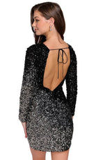 Primavera Couture 3819 - High-Neck Ombre Cocktail Dress - back view