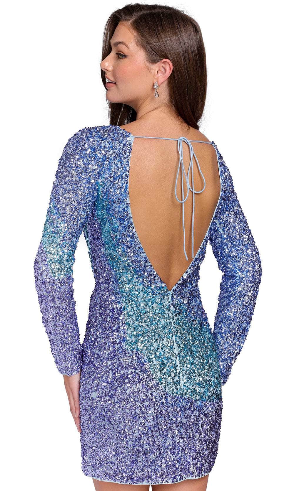 Primavera Couture 3819 - High-Neck Ombre Cocktail Dress - view 9