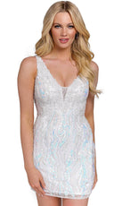 Primavera Couture 3822 - Embroidered Beaded Cocktail Dress - back view