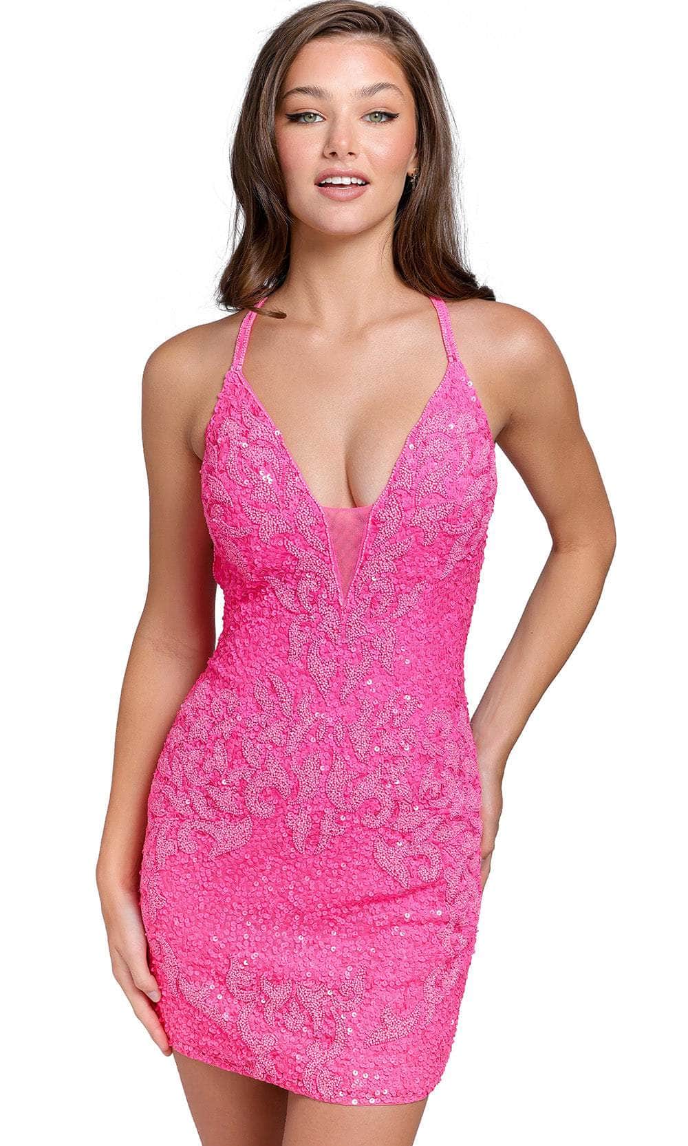 Primavera Couture 3823 - Crisscrossed Back Cocktail Dress - view 4