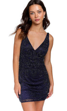 Primavera Couture 3827 - Beaded Ornate V-Neck Cocktail Dress