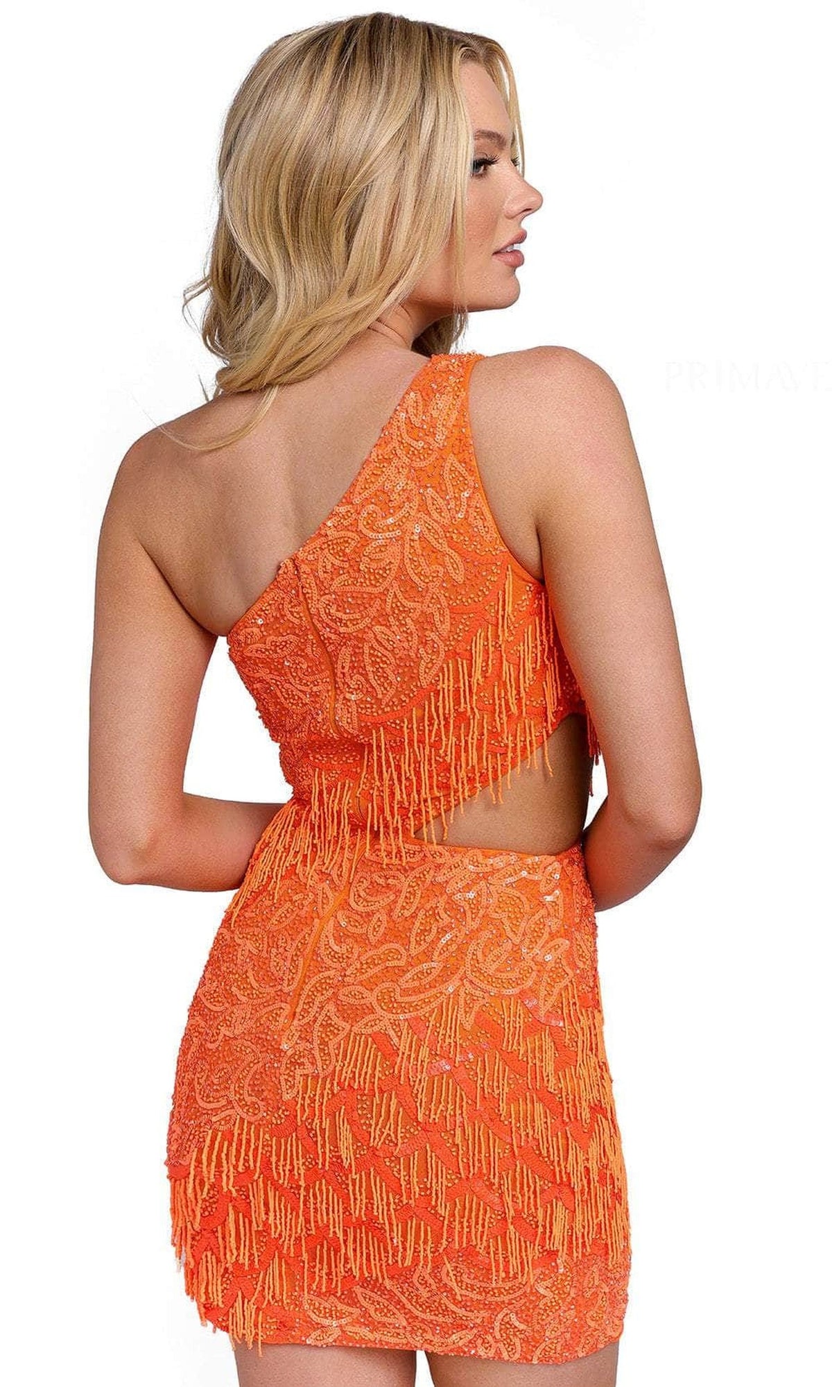 Primavera Couture 3836 - Asymmetric Neck Cutout Cocktail Dress