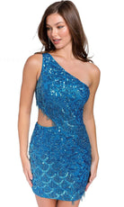 Primavera Couture 3836 - Asymmetric Neck Cutout Cocktail Dress