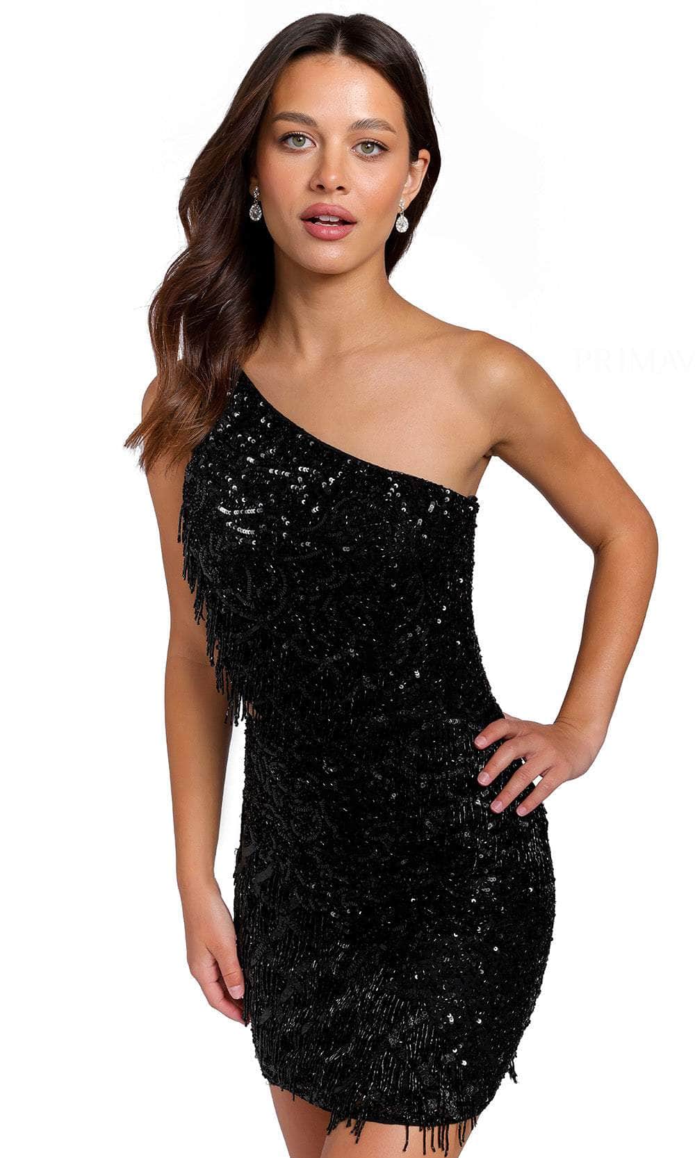 Primavera Couture 3836 - Asymmetric Neck Cutout Cocktail Dress - designer cocktail dress at Silhouette Dresses
