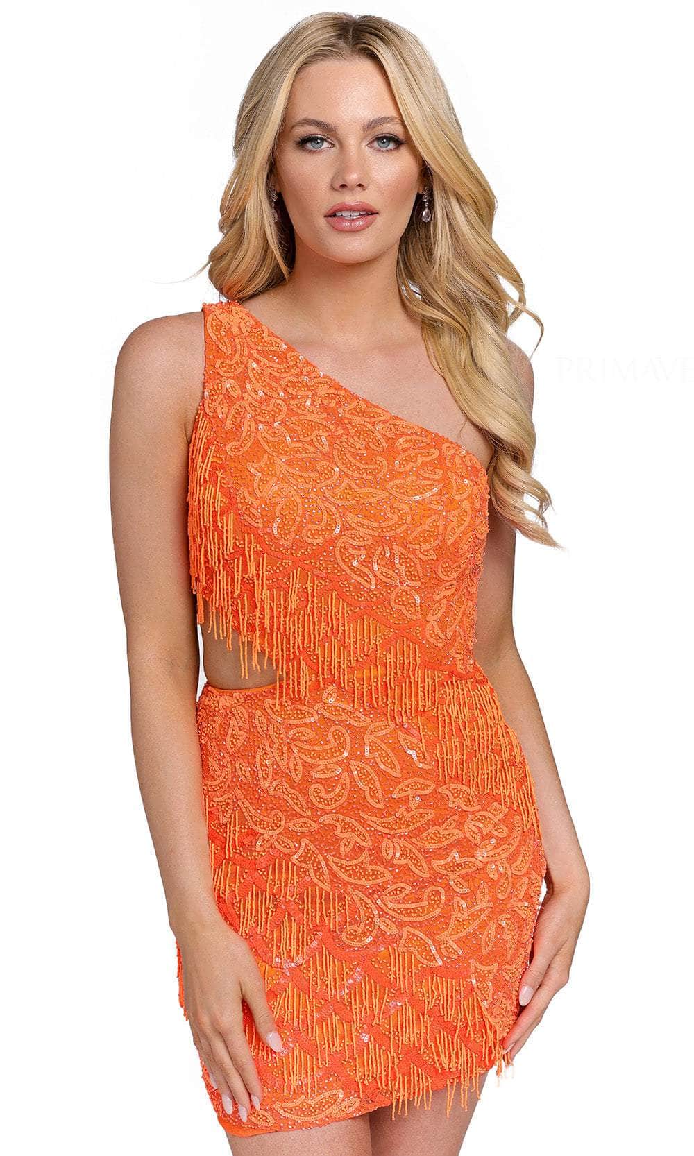 Primavera Couture 3836 - Asymmetric Neck Cutout Cocktail Dress - view 15
