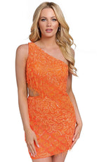 Primavera Couture 3836 - Asymmetric Neck Cutout Cocktail Dress - view 15