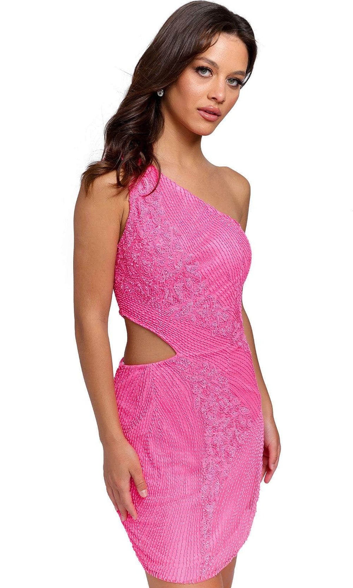 Primavera Couture 3840 - Asymmetric Cutout Cocktail Dress