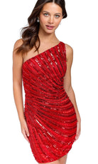 Primavera Couture 3845 - One-Shoulder Beaded Cocktail Dress