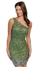 Primavera Couture 3846 - Asymmetrical Sequin Cocktail Dress - view 7