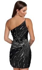 Primavera Couture 3854 - One Strap Sequined Short Dress
