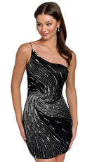 Primavera Couture 3854 - One Strap Sequined Short Dress - designer cocktail dress at Silhouette Dresses