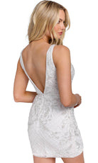 Primavera Couture 3856 - V-Neck Beaded Lattice Cocktail Dress - view 4