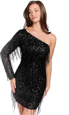 Primavera Couture 3858 - One Shoulder Fringes Cocktail Dress - designer cocktail dress at Silhouette Dresses