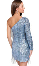 Primavera Couture 3858 - One Shoulder Fringes Cocktail Dress - detail view