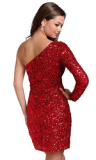 Primavera Couture 3860 - One Sleeved Sequin Cocktail Dress