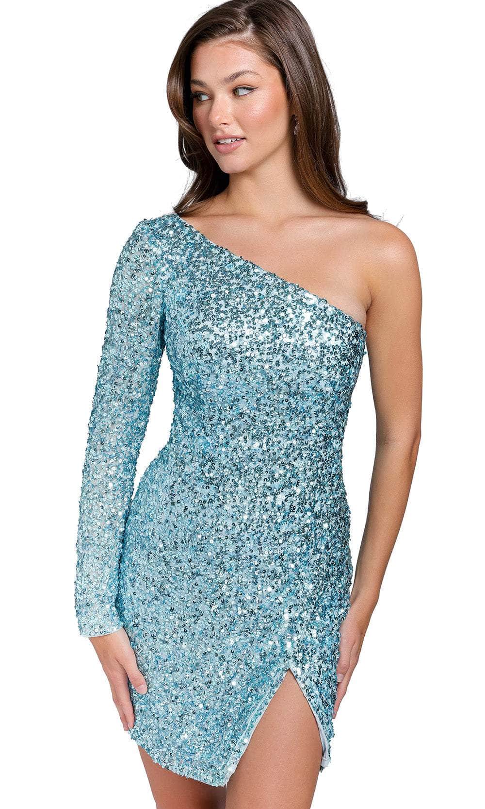 Primavera Couture 3860 - One Sleeved Sequin Cocktail Dress - view 10