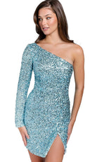 Primavera Couture 3860 - One Sleeved Sequin Cocktail Dress - view 10