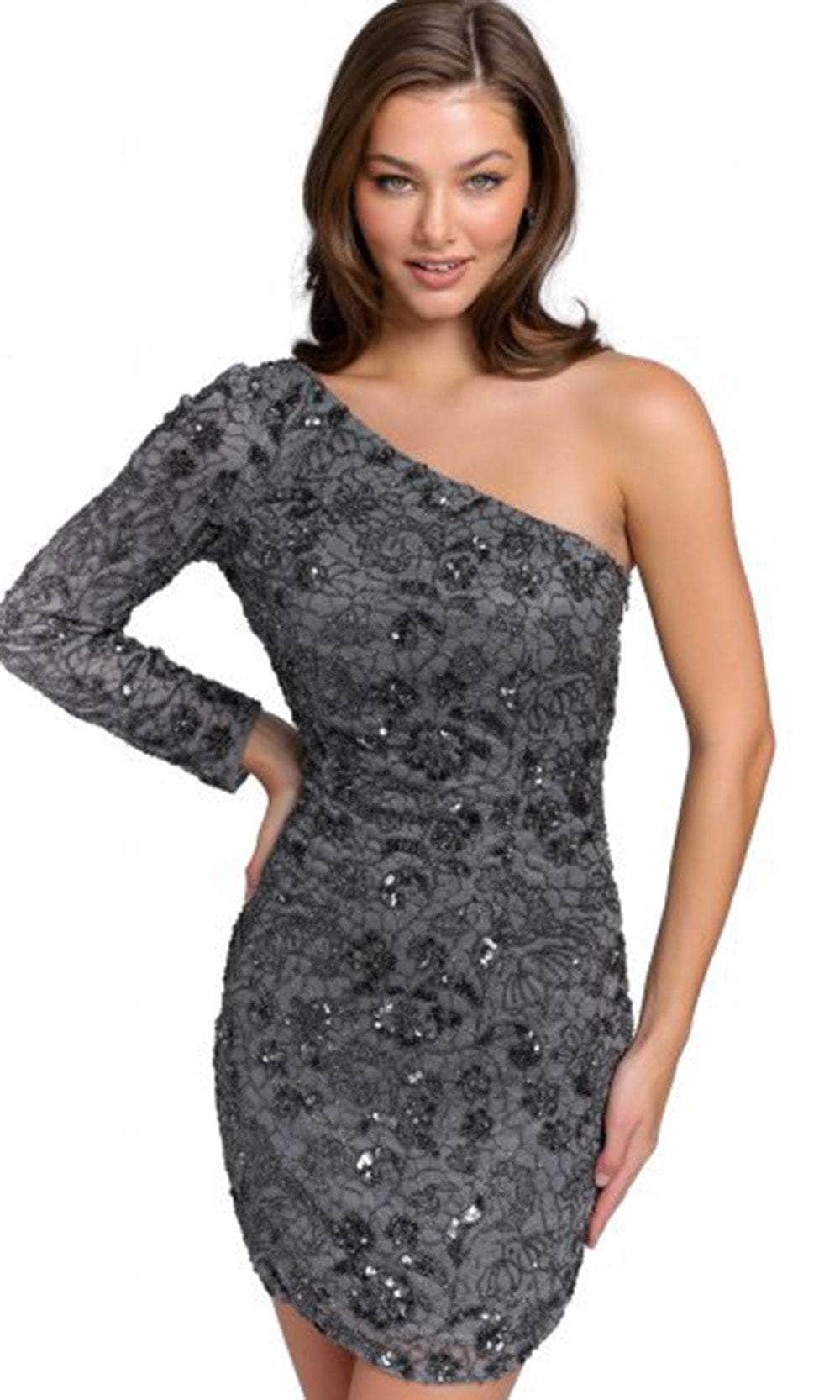 Primavera Couture 3865 - One Long Sleeve Cocktail Dress - designer cocktail dress at Silhouette Dresses