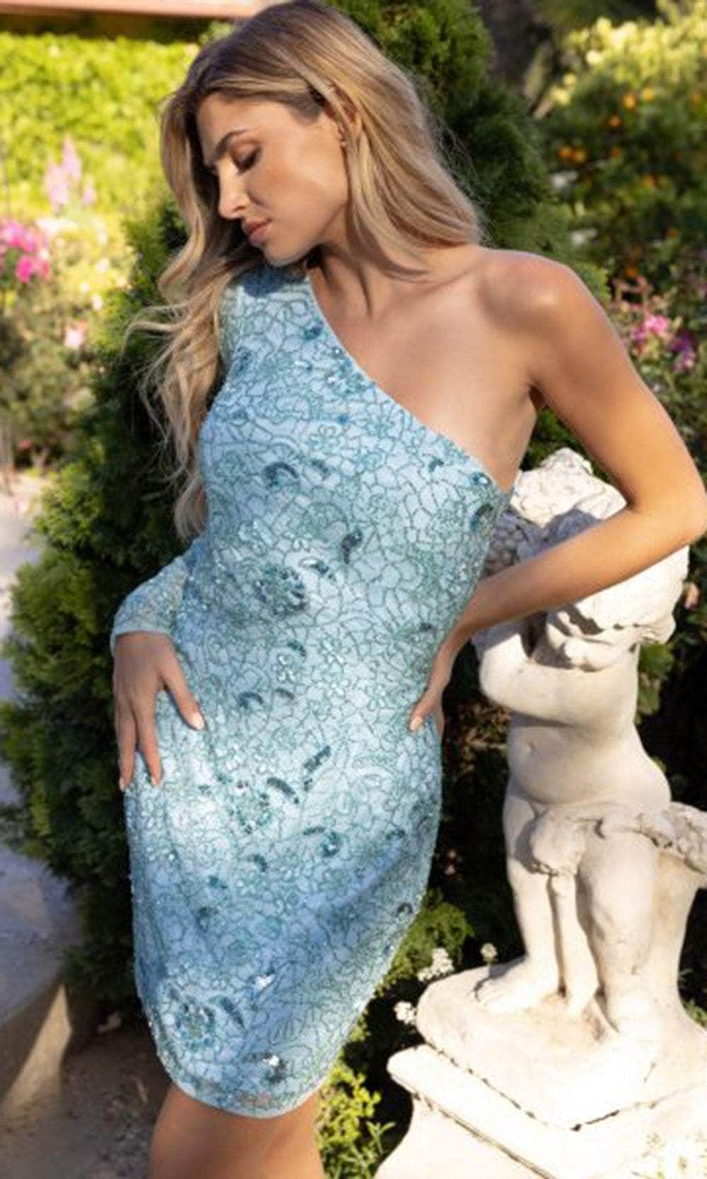 Primavera Couture 3865 - One Long Sleeve Cocktail Dress - view 4