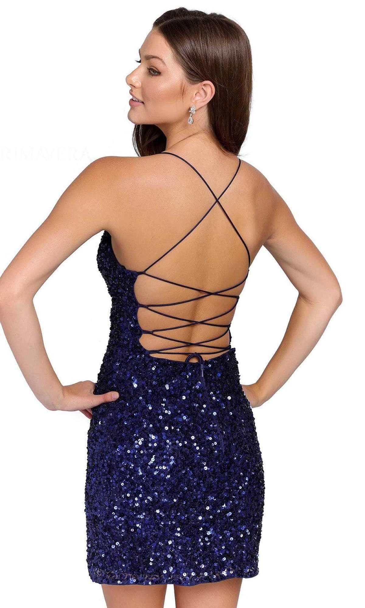 Primavera Couture 3891 - Deep V-Neck Side Slit Cocktail Dress
