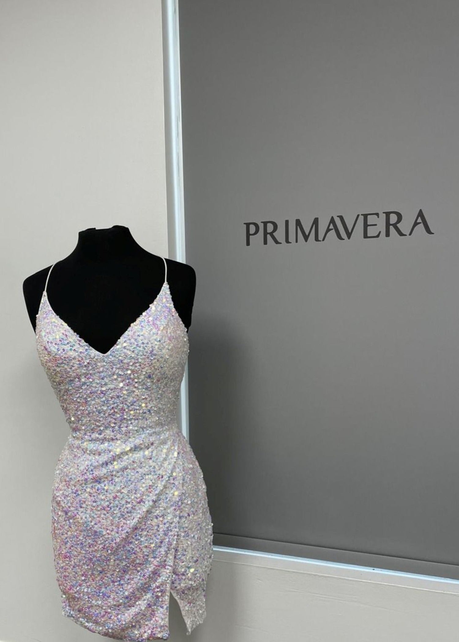 Primavera Couture 3896 - V-Neck Sequin Cocktail Dress