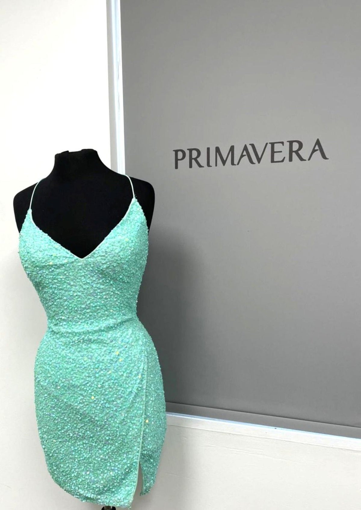Primavera Couture 3896 - V-Neck Sequin Cocktail Dress