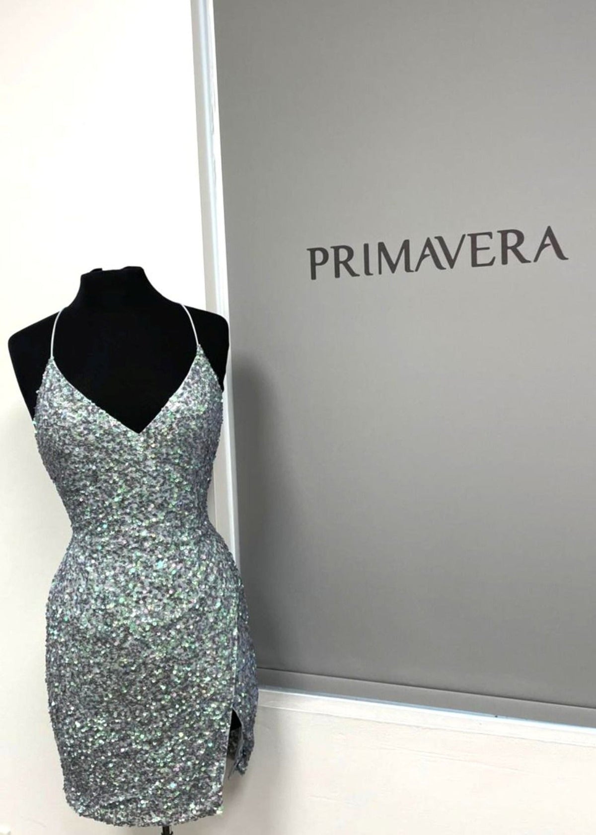 Primavera Couture 3896 - V-Neck Sequin Cocktail Dress