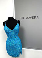 Primavera Couture 3896 - V-Neck Sequin Cocktail Dress