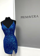 Primavera Couture 3896 - V-Neck Sequin Cocktail Dress