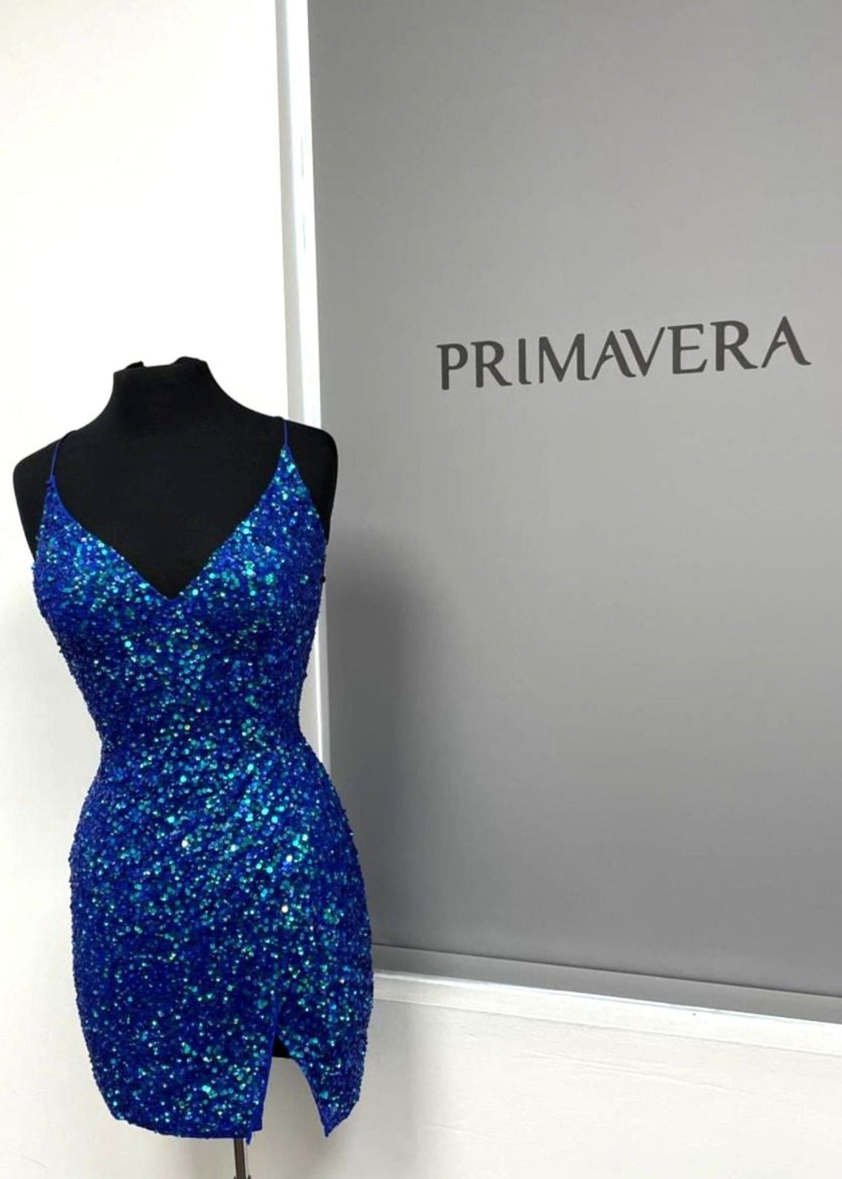 Primavera Couture 3896 - V-Neck Sequin Cocktail Dress