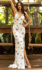 Primavera Couture 3901 - V-Neck Beaded Butterfly Prom Gown