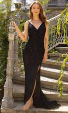 Primavera Couture 3904 - Embellished High Slit Prom Gown