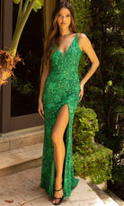 Primavera Couture 3905 - Plunging V-Neck Prom Dress - back view
