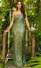 Primavera Couture 3906 - One Shoulder Fringed Prom Gown