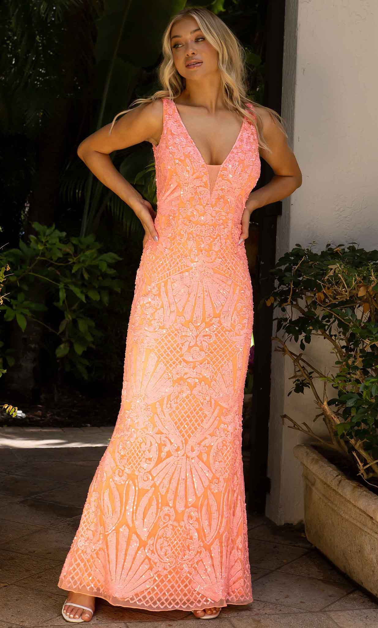 Primavera Couture 3908 - V-Back Intricate Sequin Prom Gown - view 11