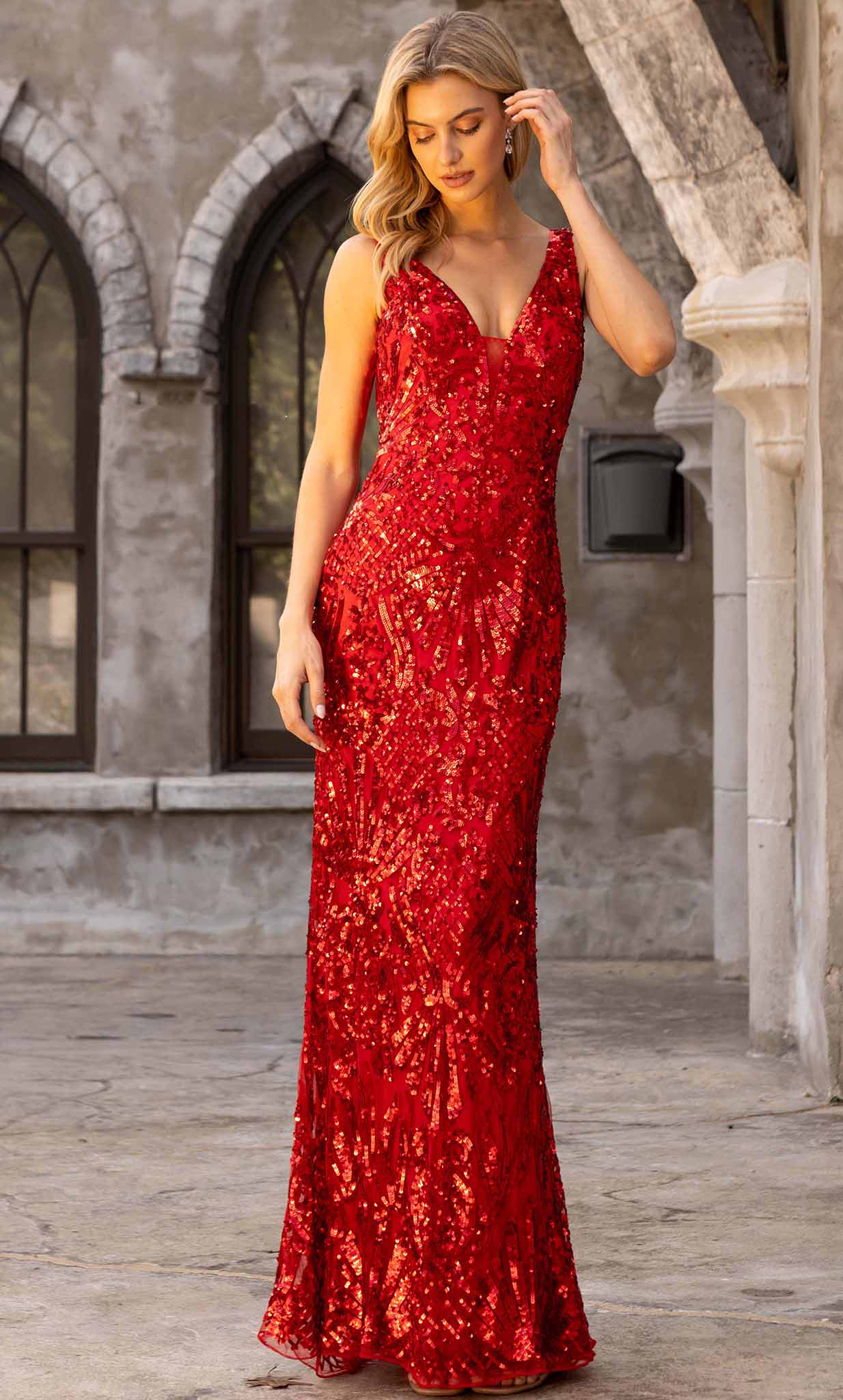 Primavera Couture 3908 - V-Back Intricate Sequin Prom Gown - view 8