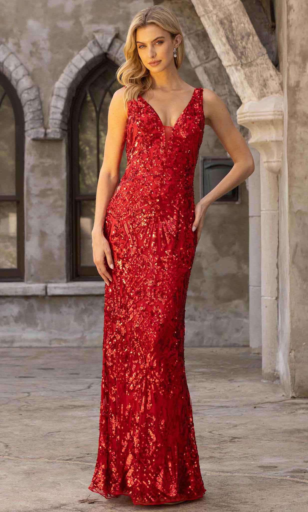 Primavera Couture 3908 - V-Back Intricate Sequin Prom Gown - view 10