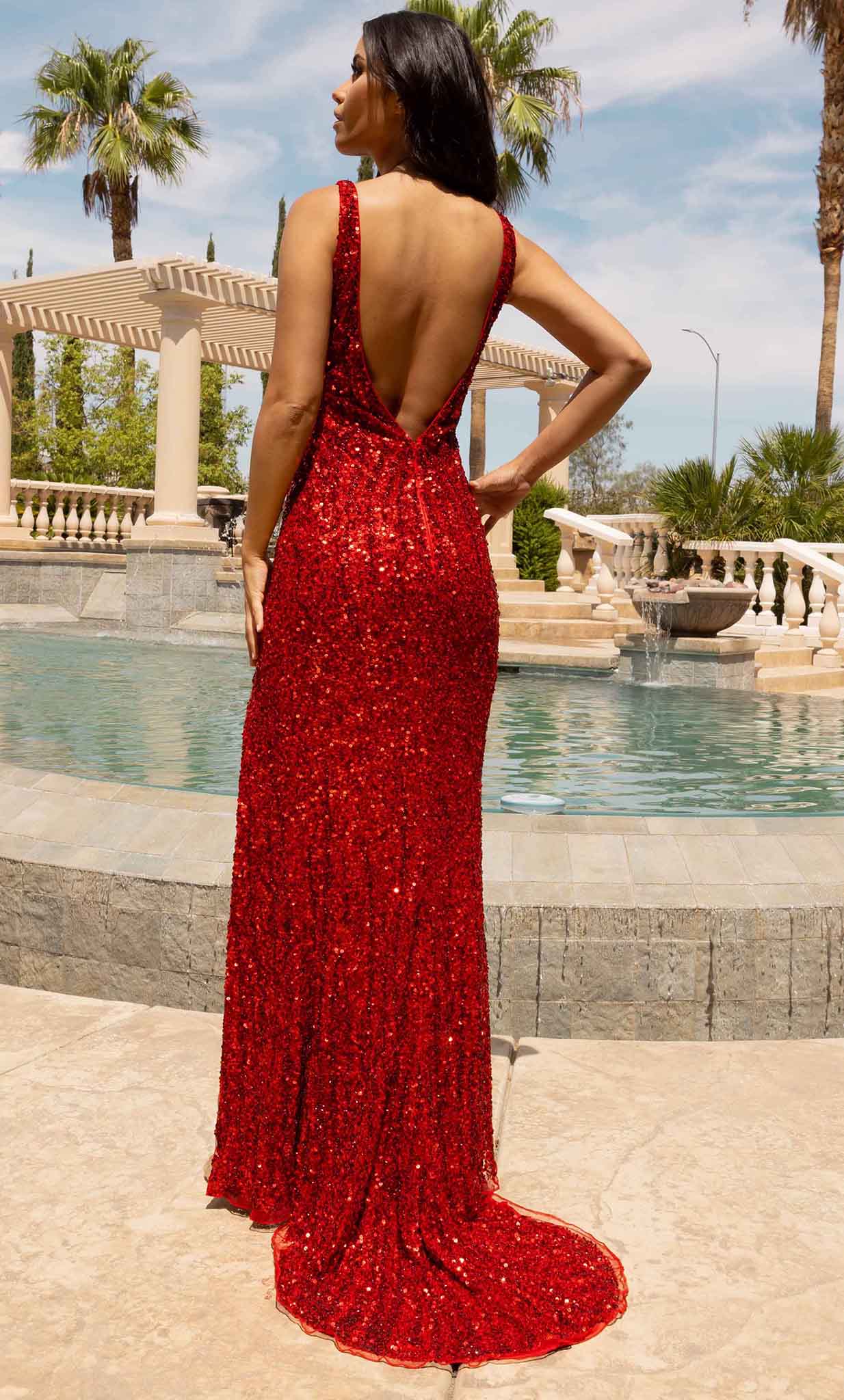 Primavera Couture 3912 - Sleeveless Open Back Prom Gown - view 7