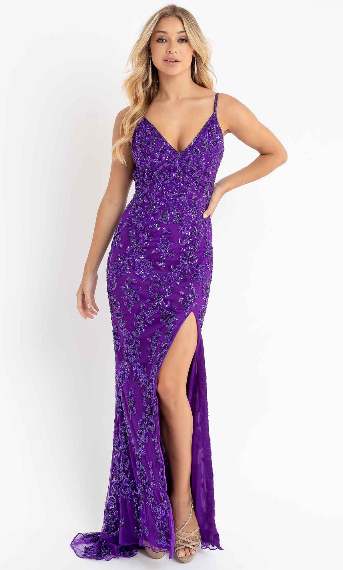 Primavera Couture 3913 - Floral Sequin Prom Dress - view 9