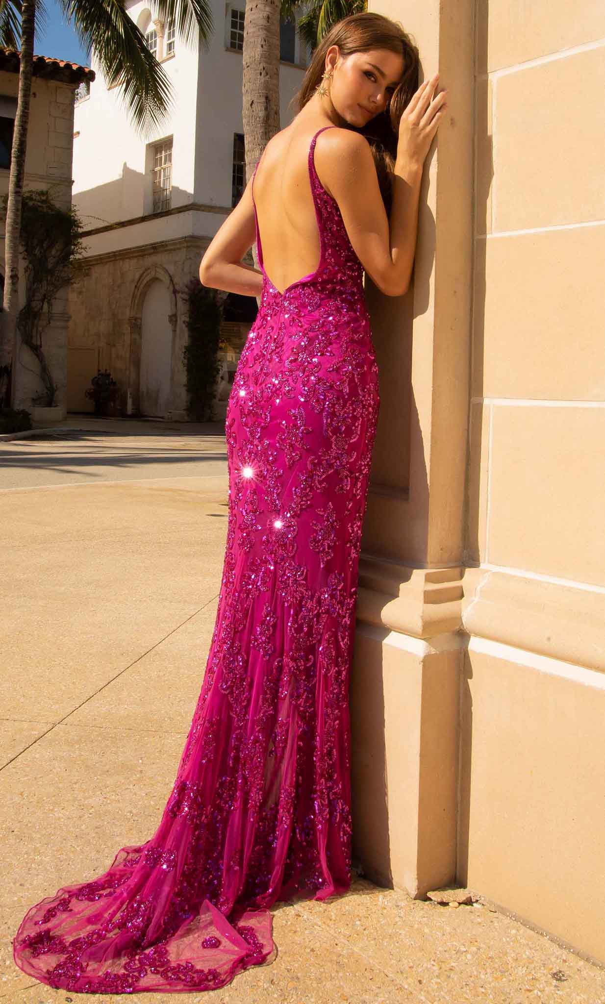Primavera Couture 3913 - Floral Sequin Prom Dress - view 8