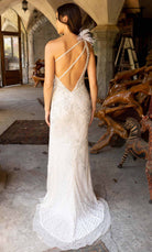 Primavera Couture 3921 - Feathered One Sleeve Evening Dress - view 4