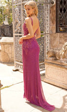 Primavera Couture 3923 - V-Neck Bejeweled Sheath Prom Dress - detail view