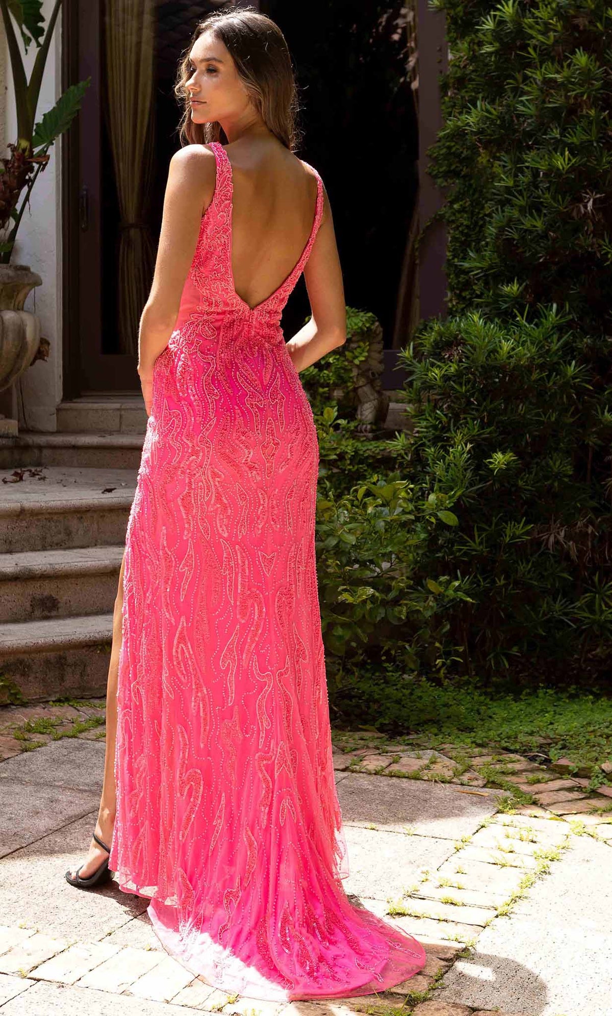Primavera Couture 3927 - Beaded Sheath Prom Gown - view 8