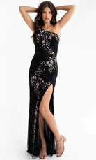 Primavera Couture 3928 - Floral Beaded Asymmetric Prom Gown