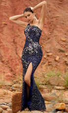 Primavera Couture 3928 - Floral Beaded Asymmetric Prom Gown