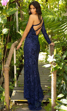 Primavera Couture 3934 - One-Sleeve Sequin Embellished Evening Gown - detail view