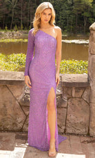 Primavera Couture 3939 - One Shoulder Long Sleeve Fitted Prom Dress - designer prom dress at Silhouette Dresses
