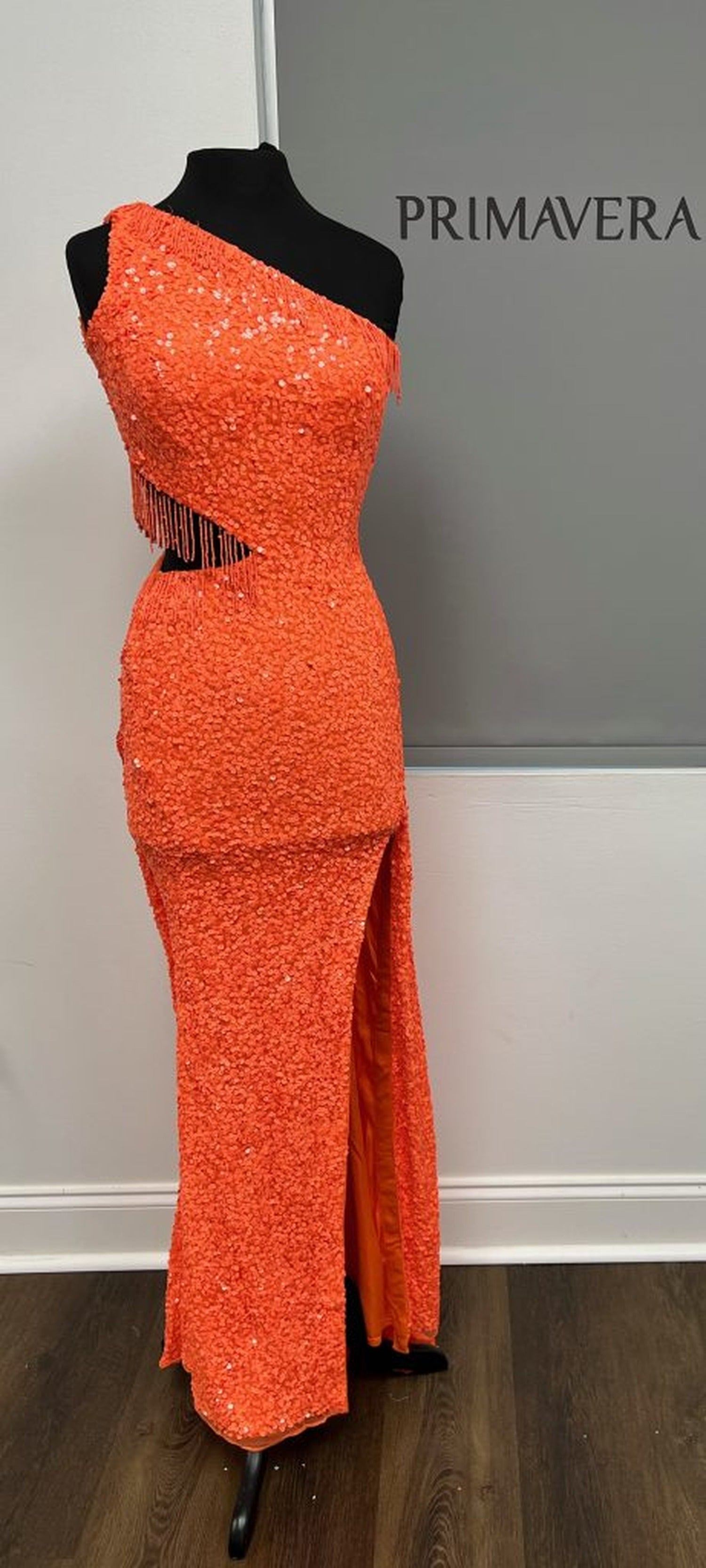 Primavera Couture 3945 - Sequined One Shoulder Prom Gown