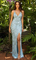 Primavera Couture 3949 - Beaded Crisscrossed Back Prom Gown