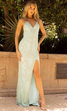 Primavera Couture 3949 - Beaded Crisscrossed Back Prom Gown - detail view